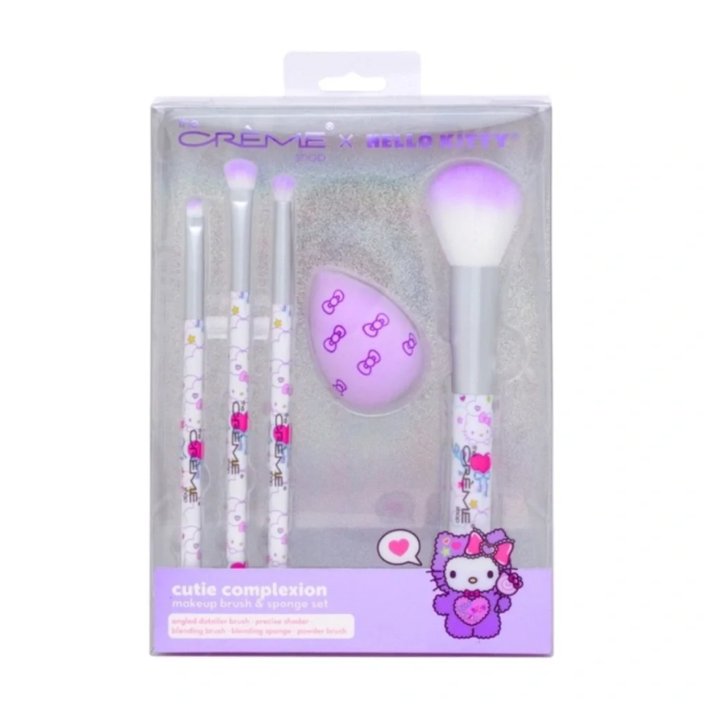 Crème Shop x Hello Kitty Makeup Brush and Sponge Set - Purple and White NIB